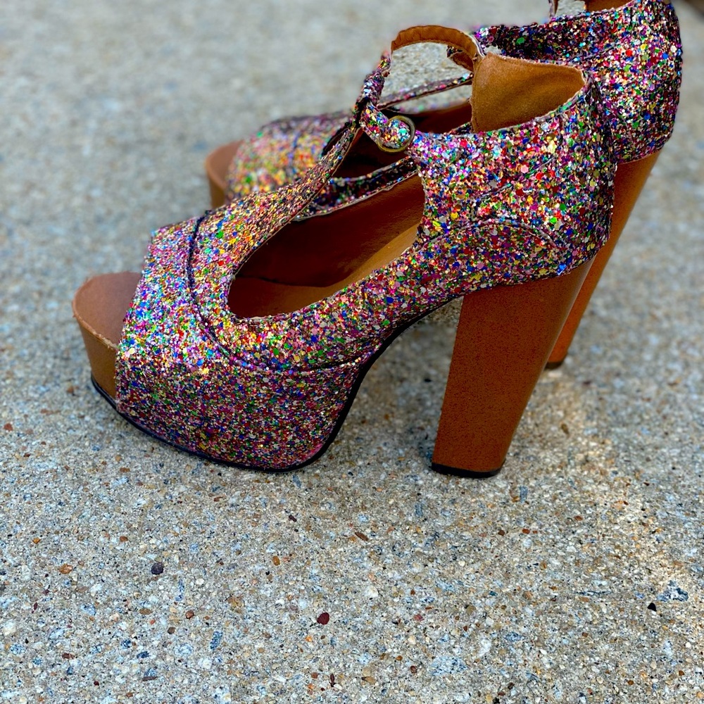 Herstyle Glitter Platform Heels